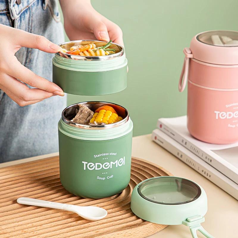 710ML Stainless Steel Lunch Box Drinking Cup With Spoon Food Thermal Jar Insulated Soup Thermos Containers Thermische lunchbox
710ML Stainless Steel Lunch Box Drinking Cup With Spoon Food Thermal Jar Insulated Soup Thermos Containers Thermische lunchbox