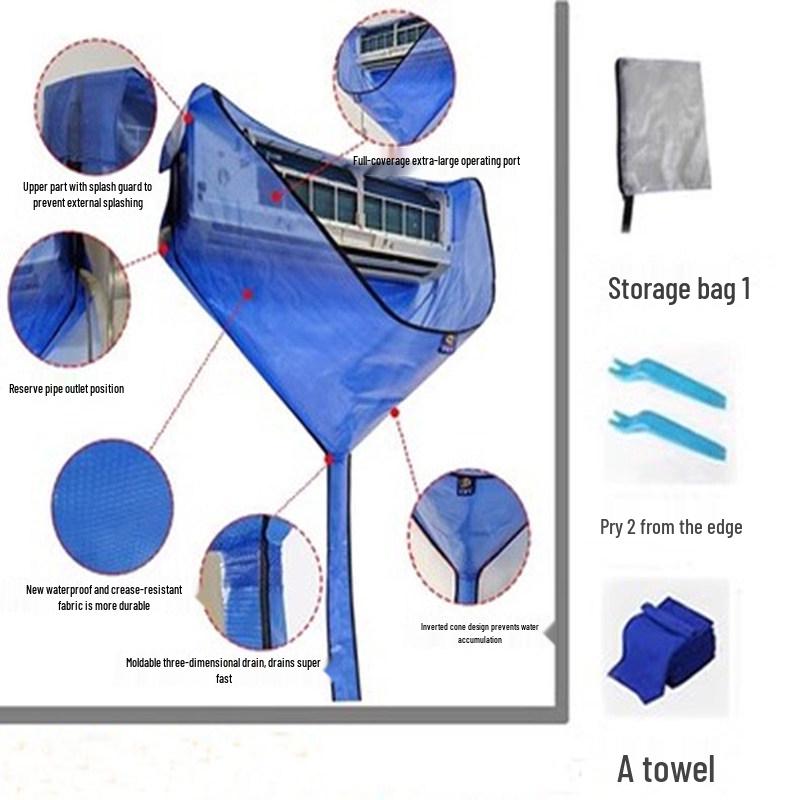 Universal Indoor AC Cleaning Cover for 1-3 HP Units - Full Coverage & Water Collection Thickened full cover with bag, pry tool, towel
Universal Indoor AC Cleaning Cover for 1-3 HP Units - Full Coverage & Water Collection Thickened full cover with bag, pry tool, towel