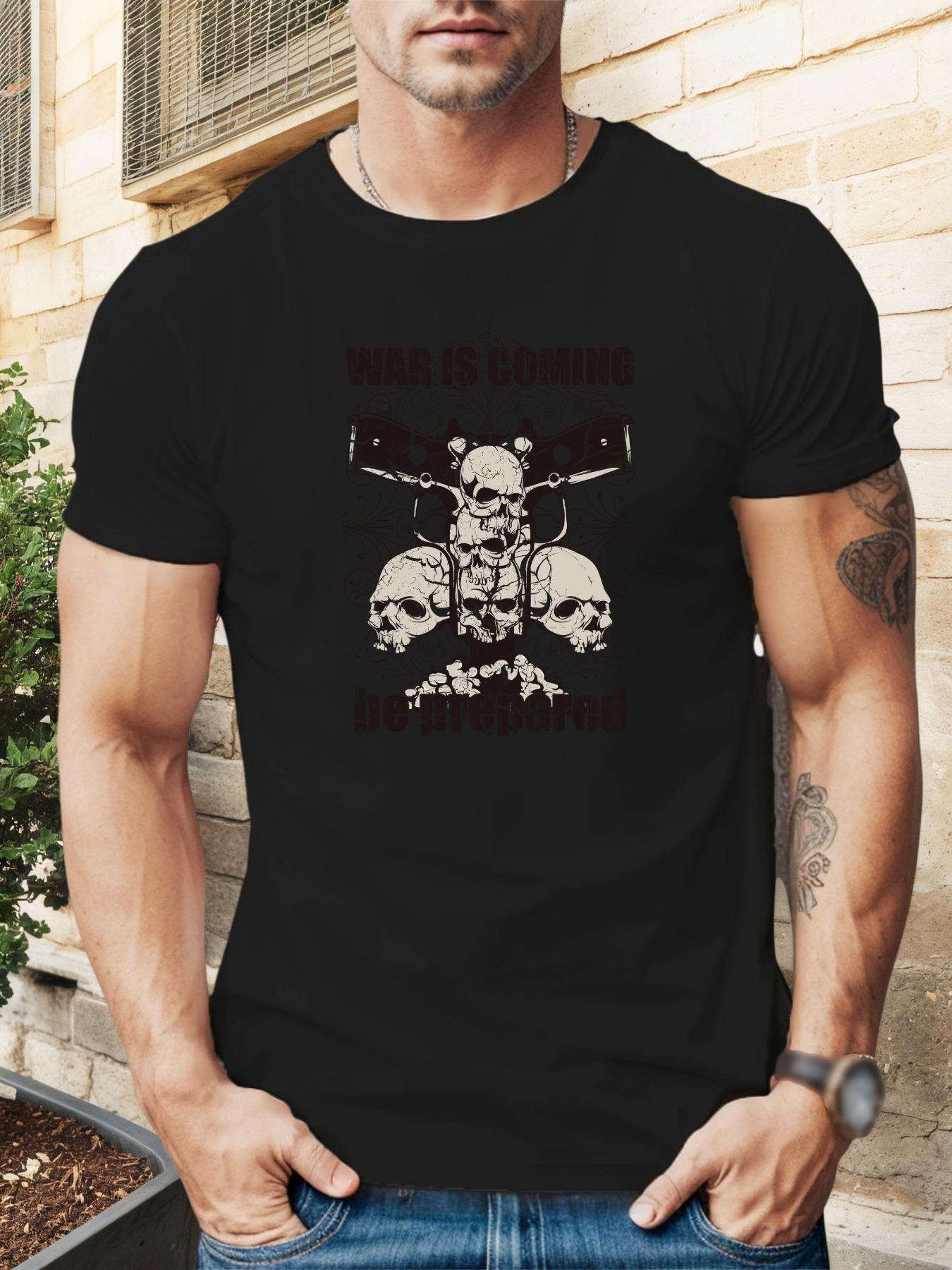 Navy Blue WAR IS COMING Double Gun Skull Graphic T-shirt - Bold Edgy Design S
Navy Blue WAR IS COMING Double Gun Skull Graphic T-shirt - Bold Edgy Design S