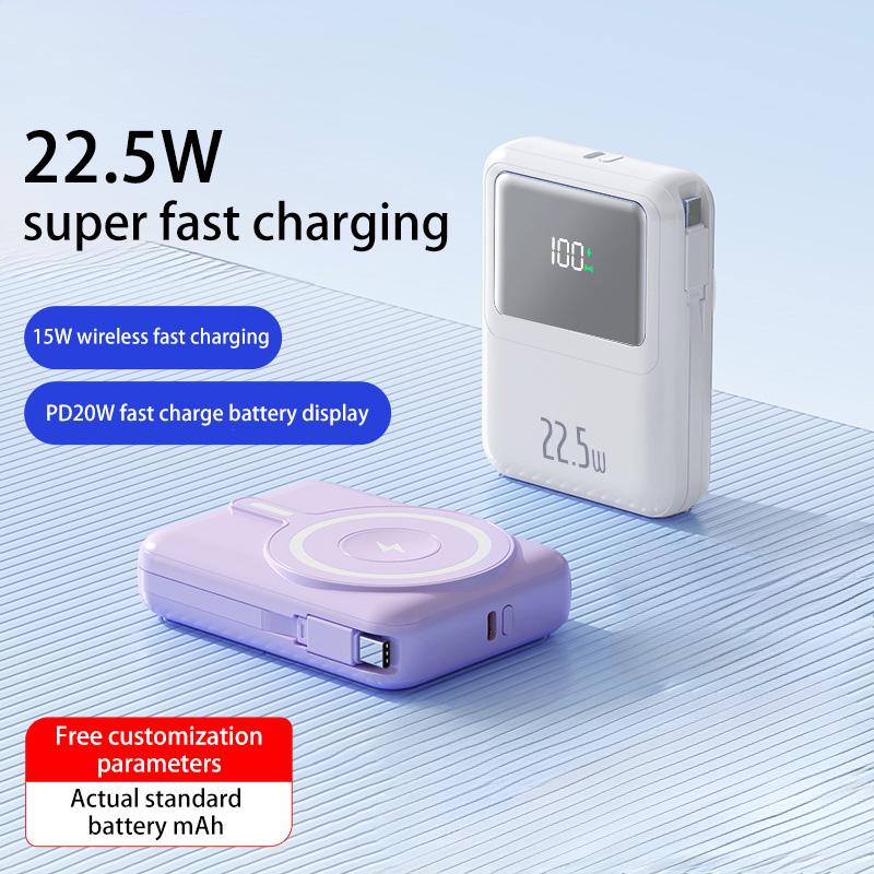 Мини 50000 мАч Магнитный Qi Встроенный кабель Power Bank Беспроводное зарядное устройство Power Bank 22,5 Вт для iPhone Samsung Huawei Быстрая зарядка
Мини 50000 мАч Магнитный Qi Встроенный кабель Power Bank Беспроводное зарядное устройство Power Bank 22,5 Вт для iPhone Samsung Huawei Быстрая зарядка