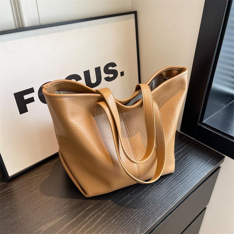 Большая вместительная сумка-тоут для женщин, осенняя, новая, повседневная, ретро, с узором личи, сумки через плечо, универсальные сумки