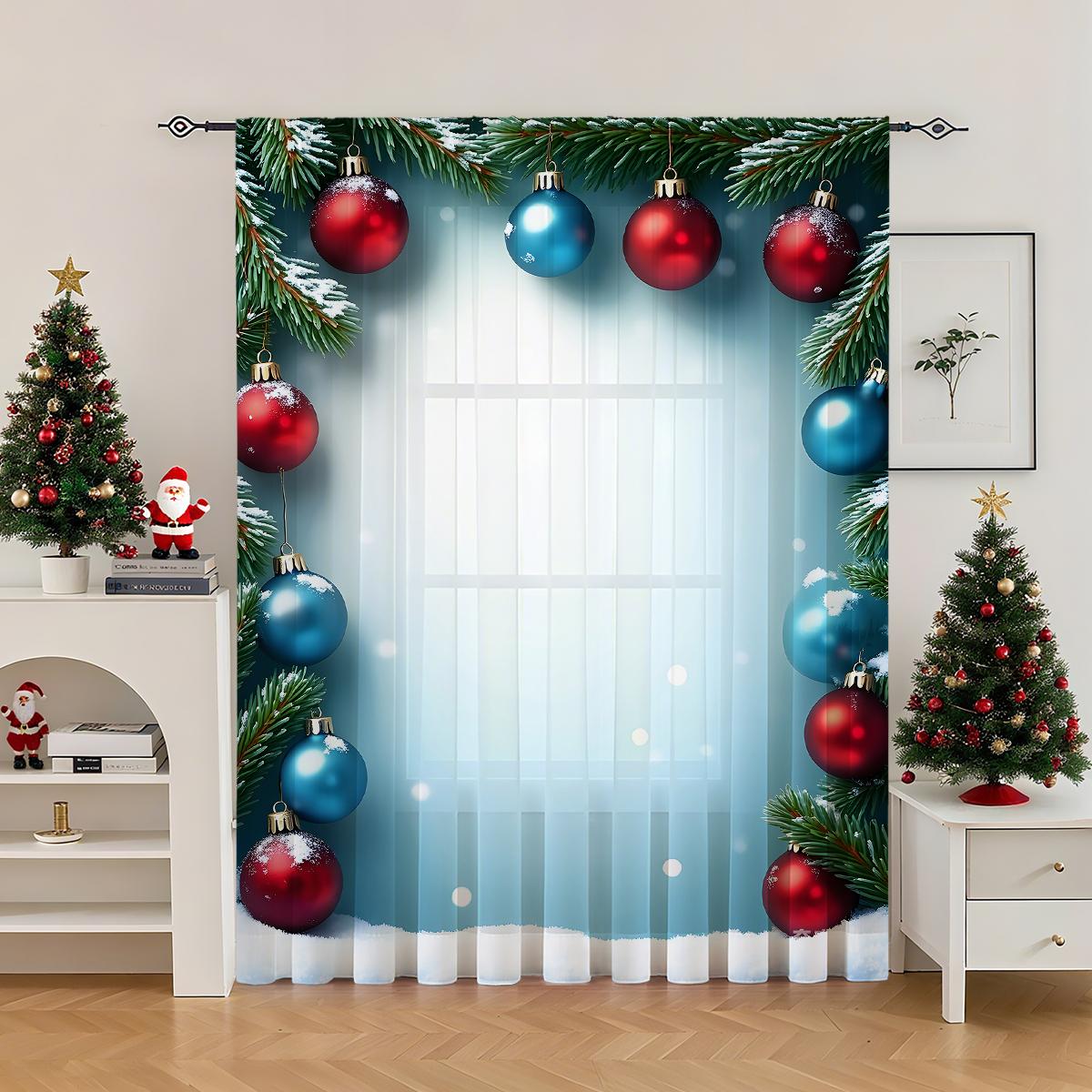Piece Festive Christmas Themed Curtain Polyester Fiber Featuring Decorative Holiday Design Baubles Light Blue Gradient Background Ideal Living Room W100*H70(CM)-Grommet top&2PCS
Piece Festive Christmas Themed Curtain Polyester Fiber Featuring Decorative Holiday Design Baubles Light Blue Gradient Background Ideal Living Room W100*H70(CM)-Grommet top&2PCS