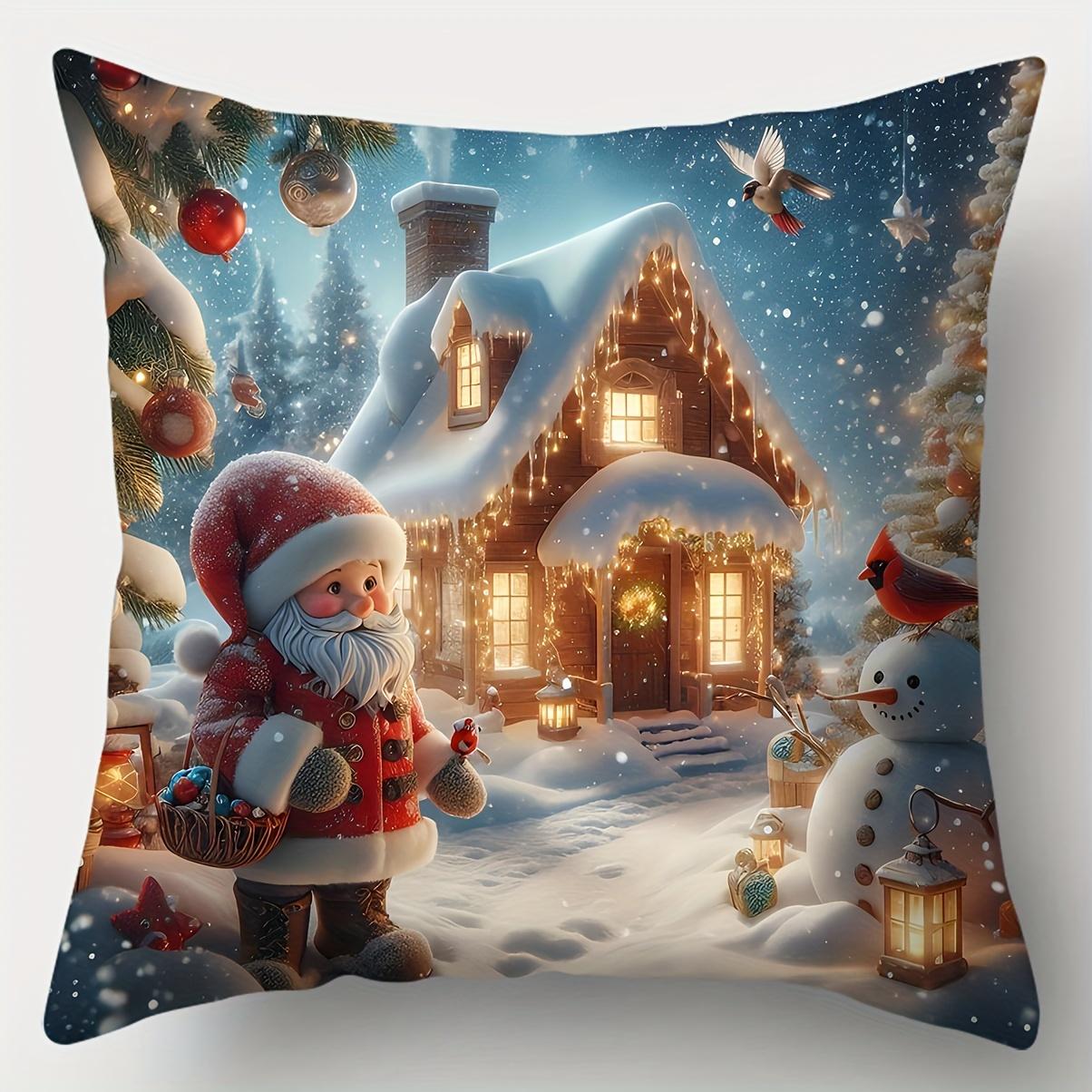 Contemporary Christmas Throw Pillow Covers - Santa Claus and Reindeer with Snowy, Hand Washable Zippered Polyester Cushion Cases 18x18Inch
Contemporary Christmas Throw Pillow Covers - Santa Claus and Reindeer with Snowy, Hand Washable Zippered Polyester Cushion Cases 18x18Inch