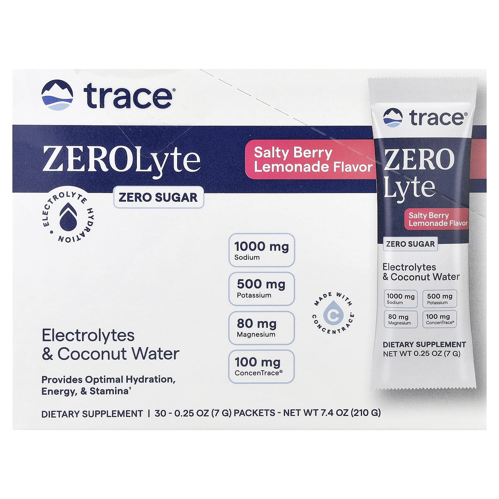 Zerolyte, Electrolytes & Coconut Water, Salty Berry Lemonade, 30 Packets, 7G (0.25Oz) Each
Zerolyte, Electrolytes & Coconut Water, Salty Berry Lemonade, 30 Packets, 7G (0.25Oz) Each