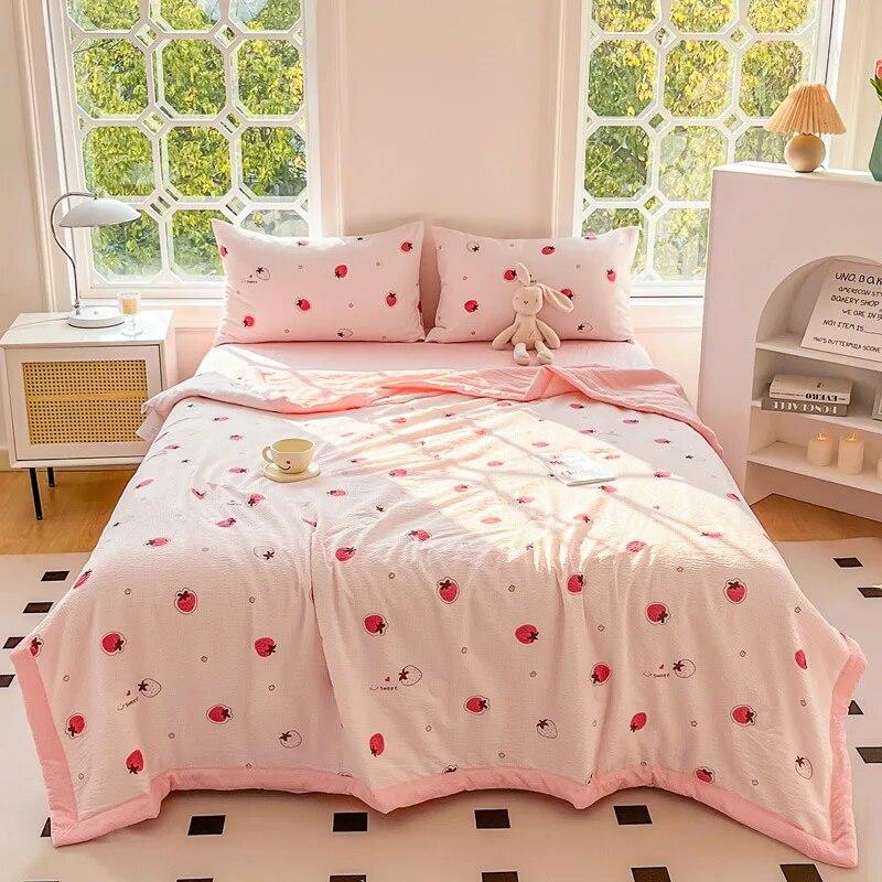 Тонкое одеяло с милым мультяшным принтом, летнее охлаждающее одеяло с кондиционером, односпальная двуспальная кровать, домашнее легкое одеяло, покрывало 150x200cm-1pc quilt