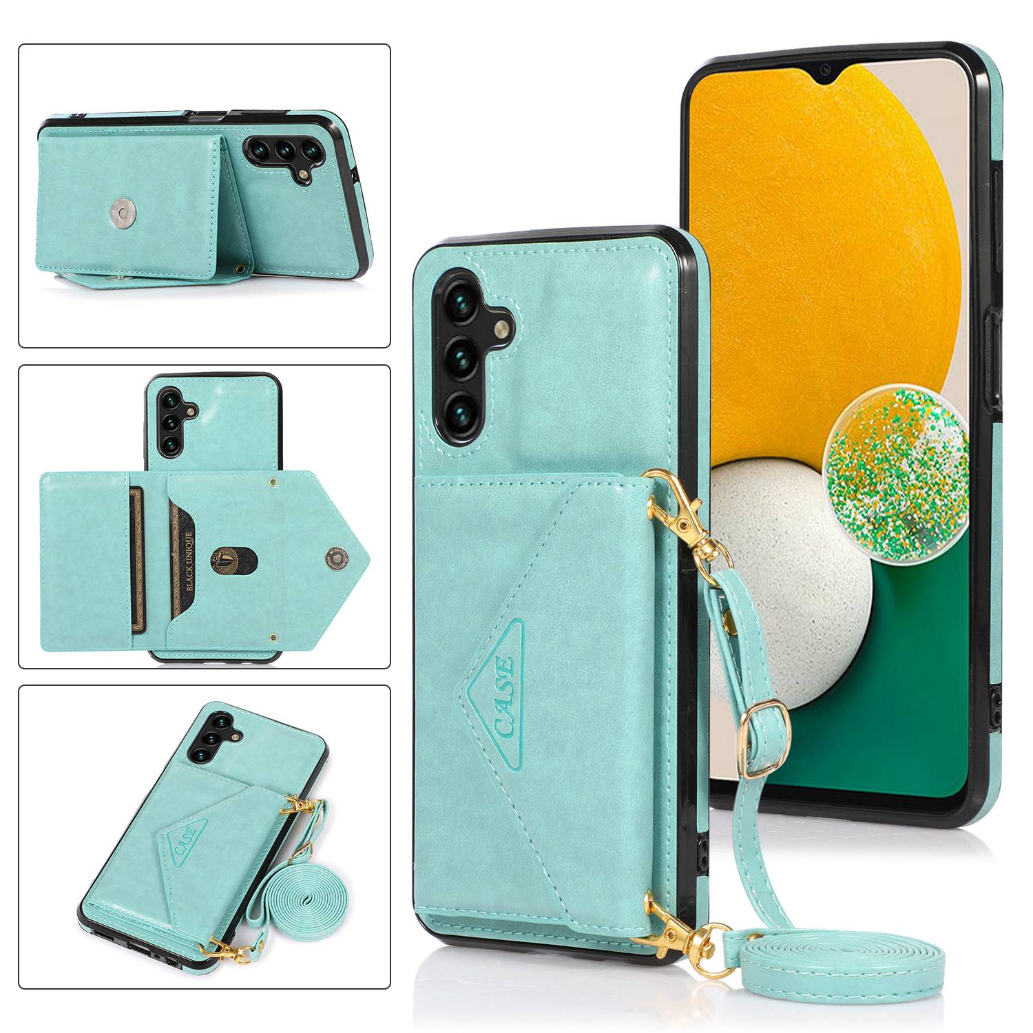 For Samsung Galaxy A26 5G Cell Phone Case Triangle Lid Card Bag Leather+TPU Cover with Long Strap Green
For Samsung Galaxy A26 5G Cell Phone Case Triangle Lid Card Bag Leather+TPU Cover with Long Strap Green
