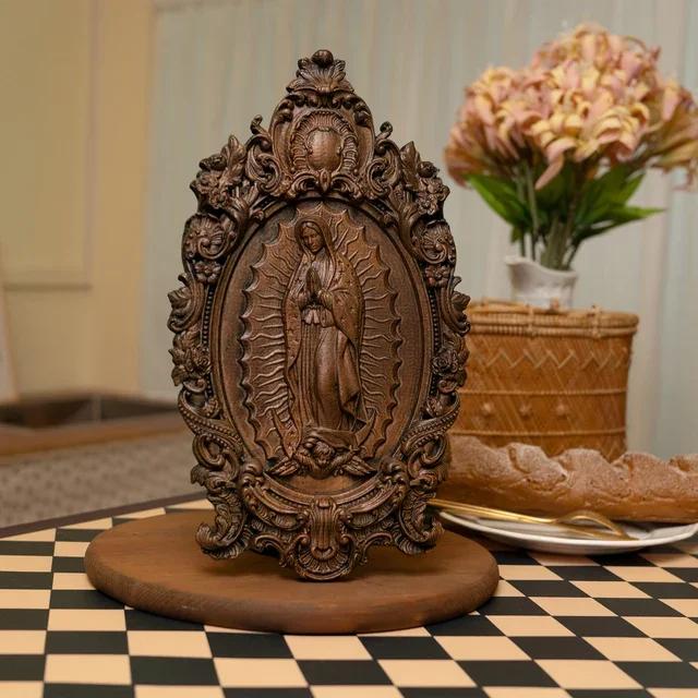 Religious Wood Carving Guadalupe Virgin Mary Statue Figure Madonna Catholic Family Church Wall Decor 25x14.5x1.8cm
Religious Wood Carving Guadalupe Virgin Mary Statue Figure Madonna Catholic Family Church Wall Decor 25x14.5x1.8cm
