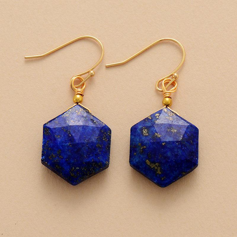 High quality natural stone amethyst blue gold hexagonal pendant earrings popular crystal jewelry ляпіс-лазур кольору
High quality natural stone amethyst blue gold hexagonal pendant earrings popular crystal jewelry ляпіс-лазур кольору