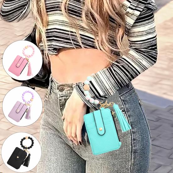 Bohemian Style Keychain Purse with Beaded Tassel Wristband Card Case Faux Leather Multiple Storage Bag сірий
Bohemian Style Keychain Purse with Beaded Tassel Wristband Card Case Faux Leather Multiple Storage Bag сірий