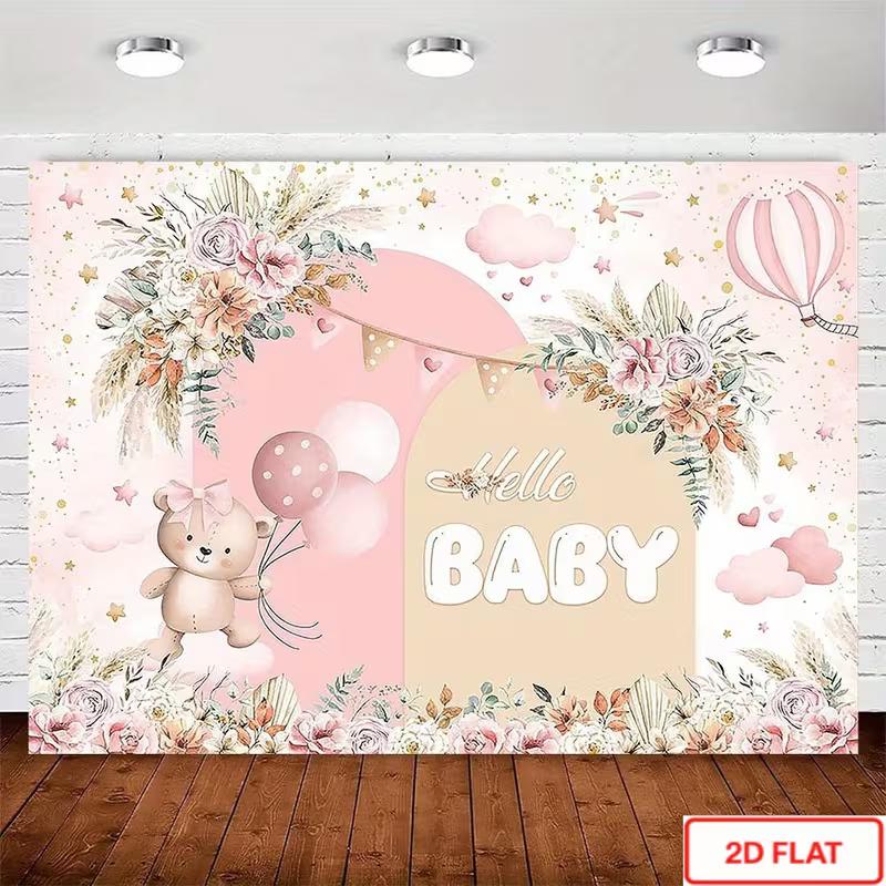 2D Hello Baby Photography Background, Soft Pink Cloud Star Floral Teddy Bear Baby Shower Decor Banner for Girls 47.2x31.5inch/120*80cm
2D Hello Baby Photography Background, Soft Pink Cloud Star Floral Teddy Bear Baby Shower Decor Banner for Girls 47.2x31.5inch/120*80cm