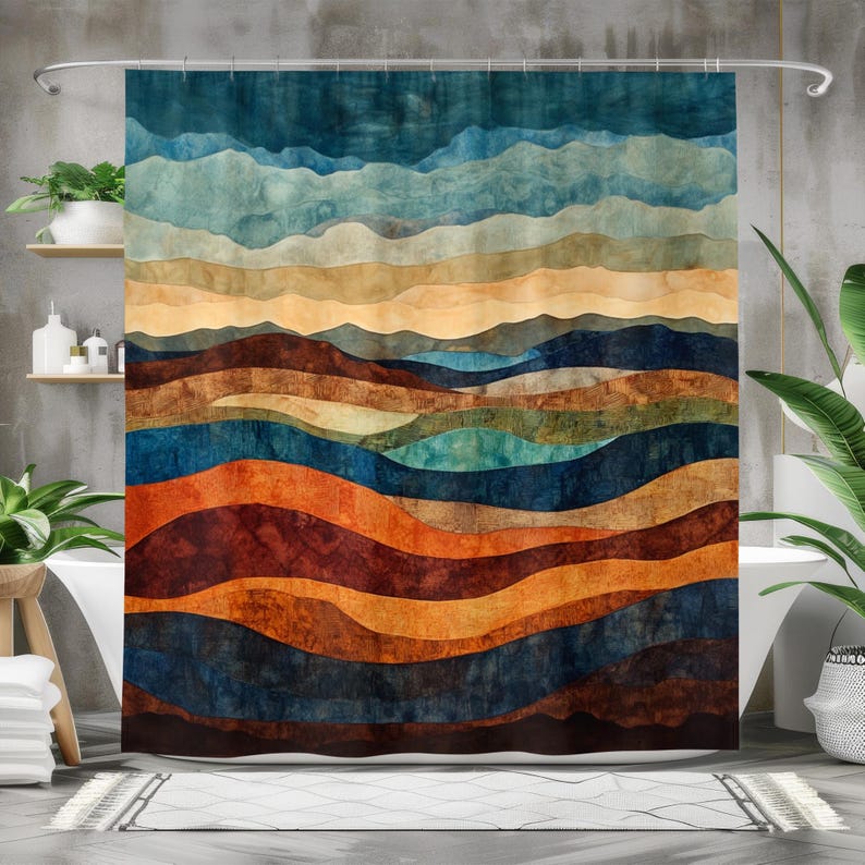 Colorful Abstract Wave Shower Curtain - Creative Geometric Art Design - Bathroom Decor Blue Orange Beige Brown Home Bath Rug W60H190(CM)-1 Pcs
Colorful Abstract Wave Shower Curtain - Creative Geometric Art Design - Bathroom Decor Blue Orange Beige Brown Home Bath Rug W60H190(CM)-1 Pcs