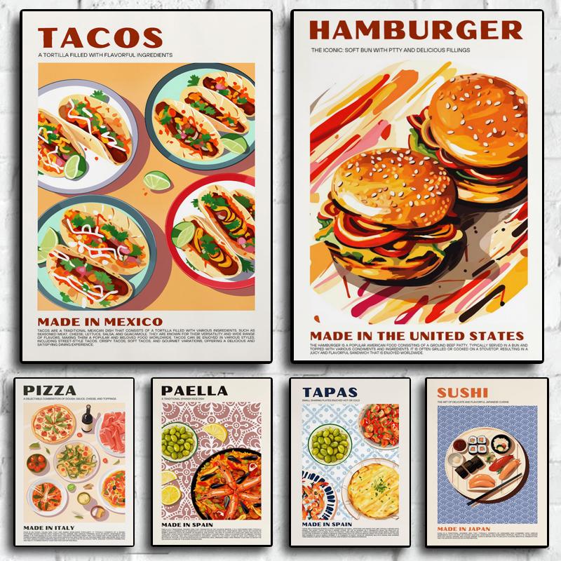 Retro Italian Japanese Thai Food Pizza Sushi Paella Poster Canvas Painting Wall Pictures Home Kitchen Decor Housewarming Gift 21cm×30cm NoFrame
Retro Italian Japanese Thai Food Pizza Sushi Paella Poster Canvas Painting Wall Pictures Home Kitchen Decor Housewarming Gift 21cm×30cm NoFrame