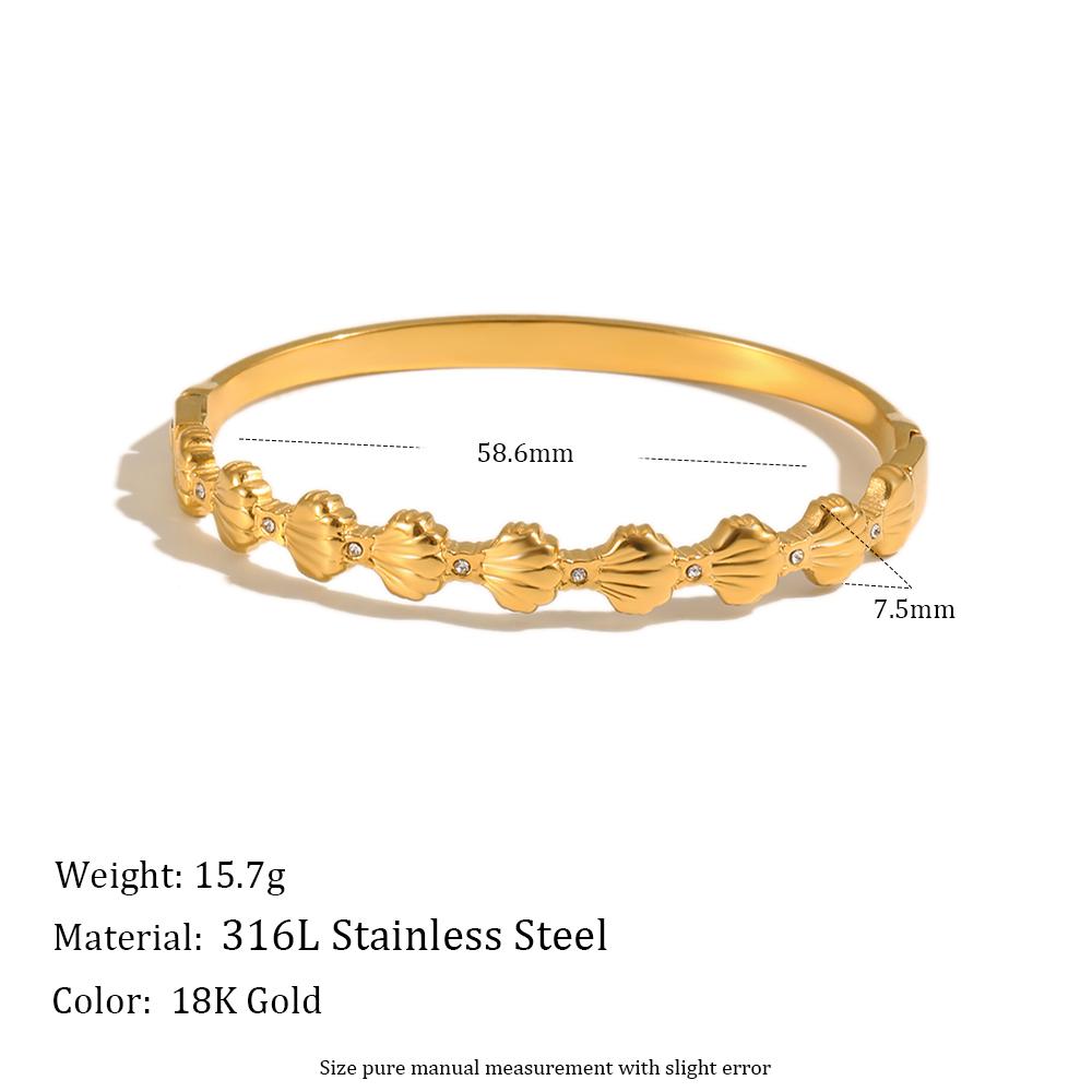 MamacitaSlay 18K Gold Plated Cz Shell Bangle 316L Stainless Steel Waterproof Stackable Fashion Jewelry For Women Everyday Wear
MamacitaSlay 18K Gold Plated Cz Shell Bangle 316L Stainless Steel Waterproof Stackable Fashion Jewelry For Women Everyday Wear