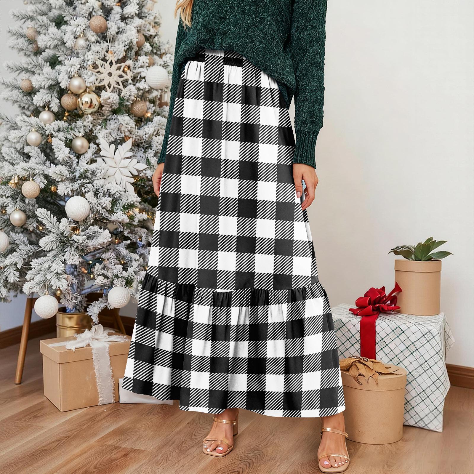 Women s Ruffled Casual Long Skirt Plaid Skirt Retro Pleated Skirt M білий
Women s Ruffled Casual Long Skirt Plaid Skirt Retro Pleated Skirt M білий