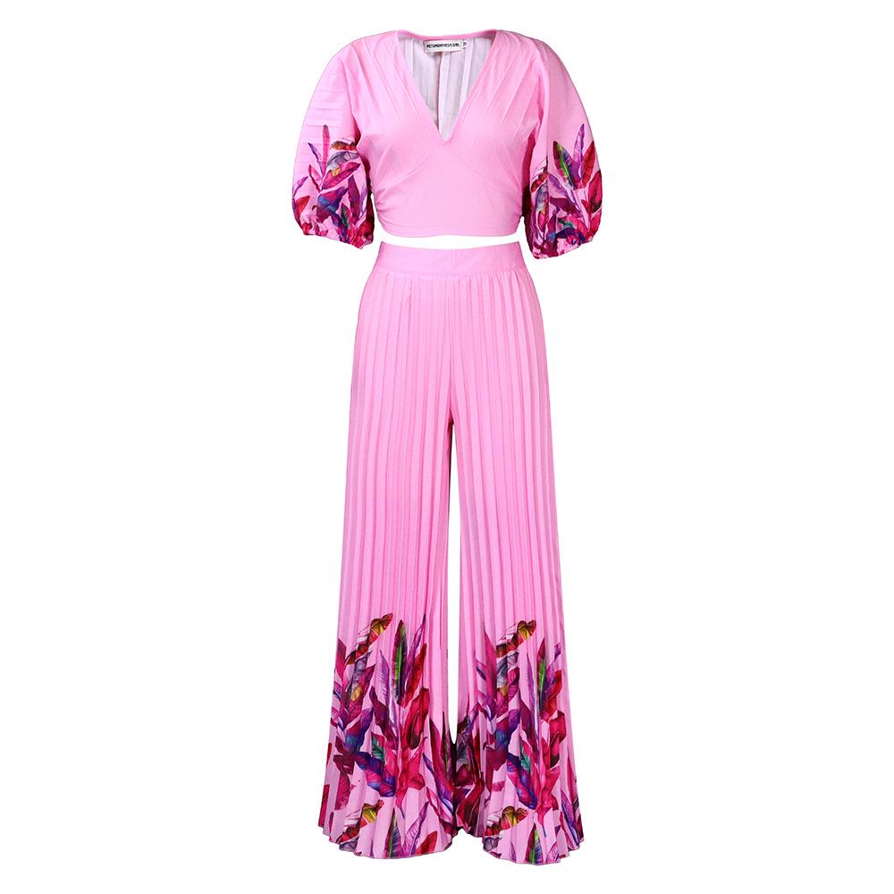 Летняя мода V-образный вырез принт топ и брюки палаццо женский костюм двойка S розовый
Летняя мода V-образный вырез принт топ и брюки палаццо женский костюм двойка S розовый