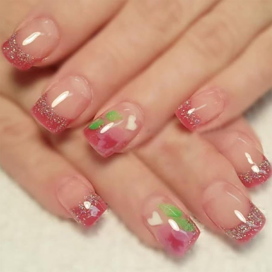 Valentine s Day 2025 Rose Pink Glossy French Square Nails with Glitter Hearts - 24 Piece Set
Valentine s Day 2025 Rose Pink Glossy French Square Nails with Glitter Hearts - 24 Piece Set