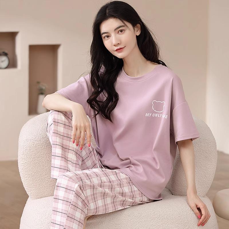 Summer new pure cotton pajamas women s short-sleeved trousers round neck pullover thin imitation cotton loungewear set spring and autumn plaid female m
Summer new pure cotton pajamas women s short-sleeved trousers round neck pullover thin imitation cotton loungewear set spring and autumn plaid female m