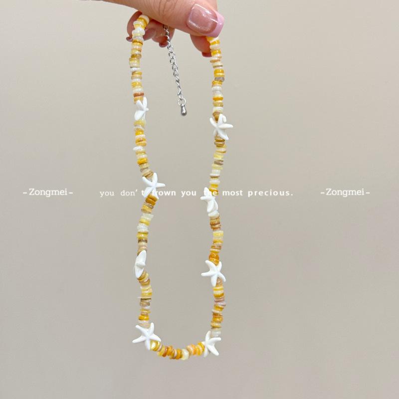 Dancing starfish, natural turquoise shell pentagram shape vacation style niche collarbone beaded retro necklace
Dancing starfish, natural turquoise shell pentagram shape vacation style niche collarbone beaded retro necklace