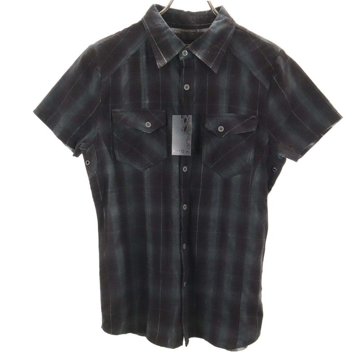 FUGA Check Pattern Short sleeve Flannel shirt 46 black Men s Used
FUGA Check Pattern Short sleeve Flannel shirt 46 black Men s Used