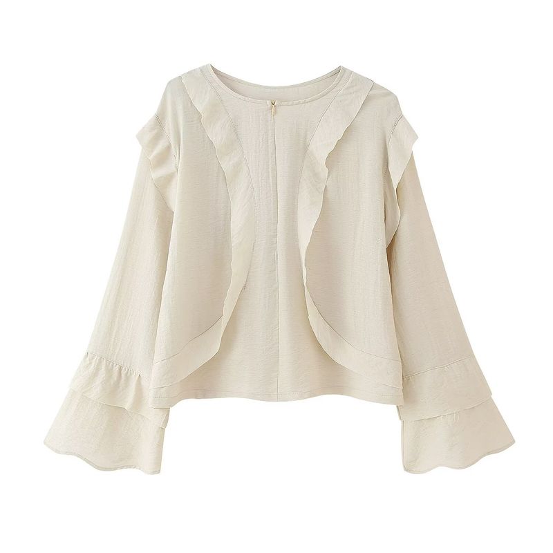 Kaslead New Women clothes Western Style Fashion Frill Beige V-neck Long sleeve Shirts Top Beige L
Kaslead New Women clothes Western Style Fashion Frill Beige V-neck Long sleeve Shirts Top Beige L