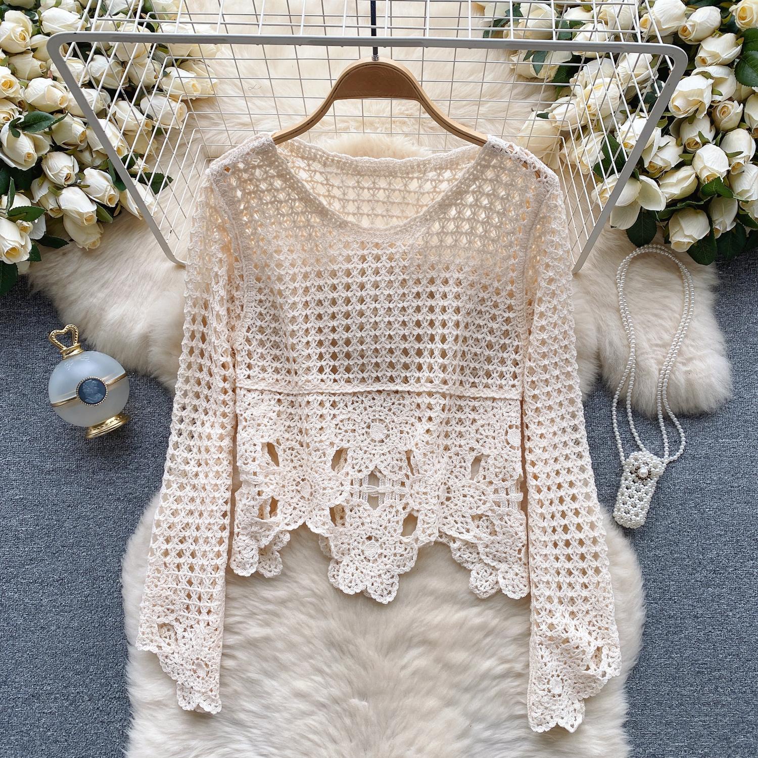 Летняя элегантная праздничная блузка с вырезом, женская рубашка с круглым вырезом и длинными рукавами, рубашка с вышивкой, однотонная клетчатая прозрачная рубашка с цветочным принтом, сексуальные топы для пляжной вечеринки One Size абрикосовый 
Летняя элегантная праздничная блузка с вырезом, женская рубашка с круглым вырезом и длинными рукавами, рубашка с вышивкой, однотонная клетчатая прозрачная рубашка с цветочным принтом, сексуальные топы для пляжной вечеринки One Size абрикосовый