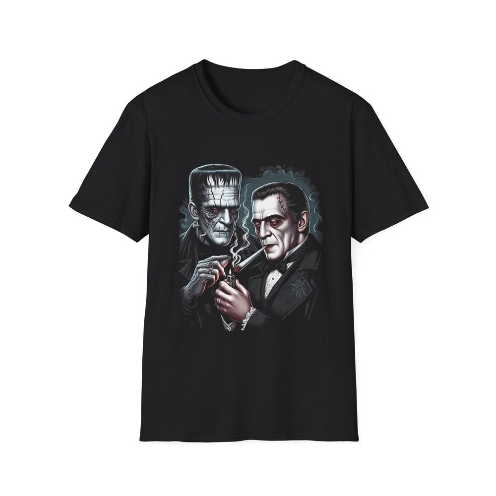 Dracula and Frankenstein Smoking T-Shirt - Classic Monsters Fan Apparel S
Dracula and Frankenstein Smoking T-Shirt - Classic Monsters Fan Apparel S