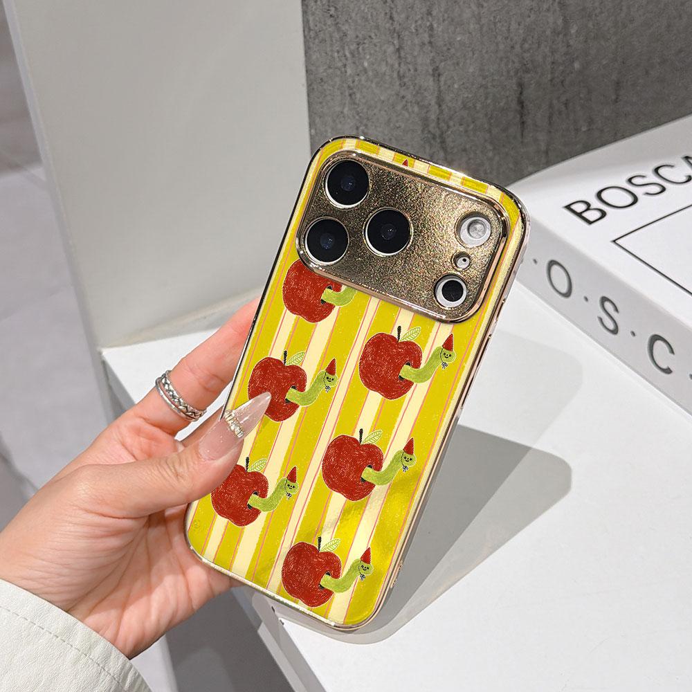Lucky Start Phone Case For iPhone 17 16 15 14 13 12 11 Pro Max 16E Gold Electroplated glass shell Apple & Worm Fun Pattern Cover IPHONE16PLUS
Lucky Start Phone Case For iPhone 17 16 15 14 13 12 11 Pro Max 16E Gold Electroplated glass shell Apple & Worm Fun Pattern Cover IPHONE16PLUS