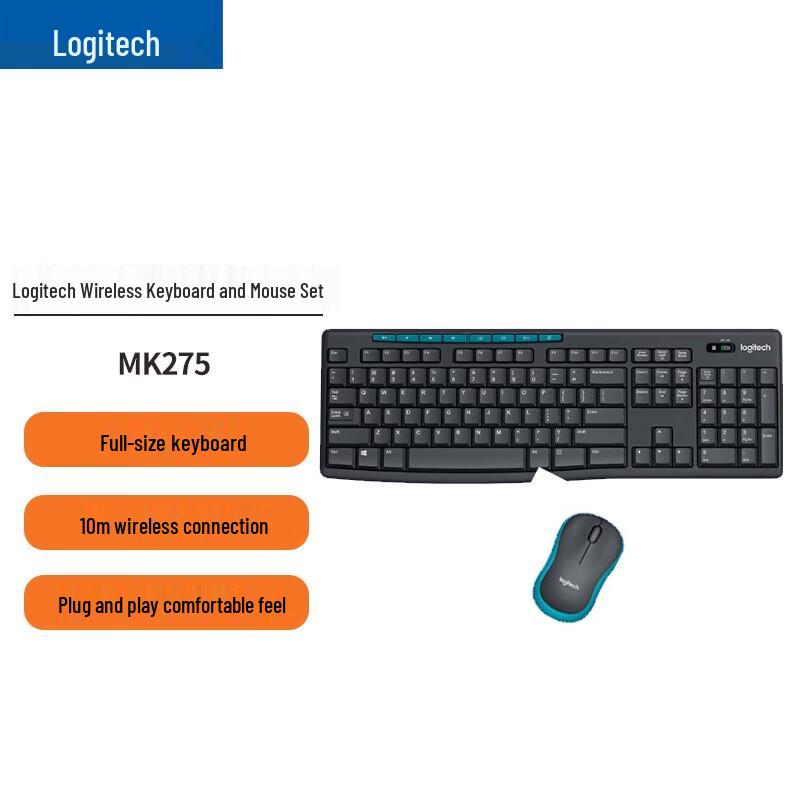 Logitech MK275 Full-Size Wireless Keyboard and Mouse Combo
Logitech MK275 Full-Size Wireless Keyboard and Mouse Combo