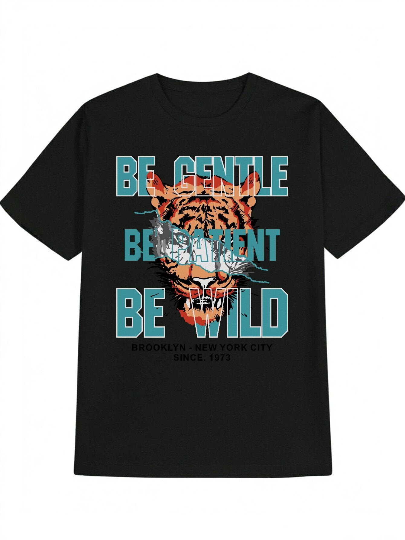 Casual Graphic T-shirt with Tiger Head & Mountain Terrain Print - BE GENTLE Brooklyn City Wild Design S
Casual Graphic T-shirt with Tiger Head & Mountain Terrain Print - BE GENTLE Brooklyn City Wild Design S