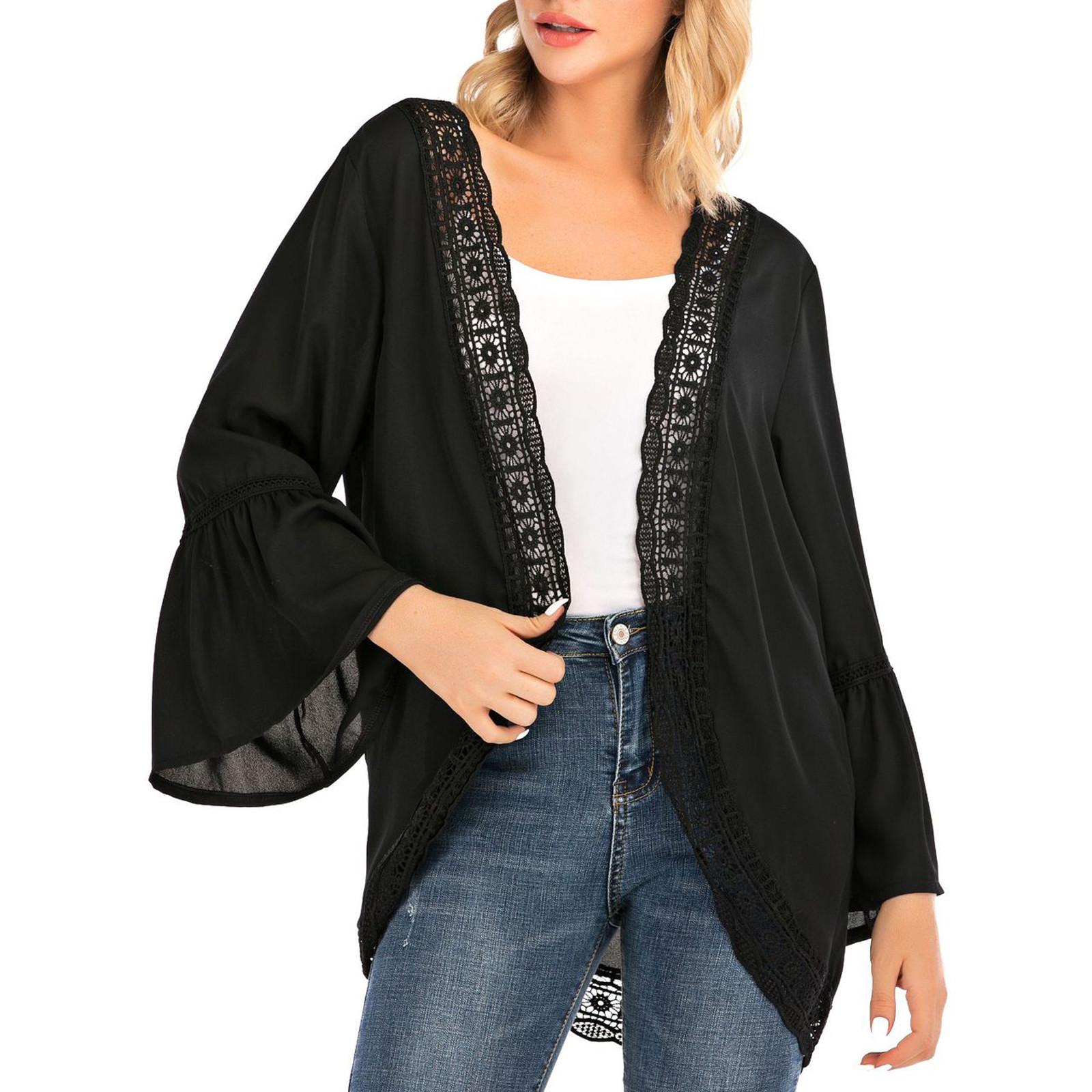 Womens Casual Solid Lace Long Sleeve Chiffon Cardigan Loose Kimono Blouse Tops S чорний
Womens Casual Solid Lace Long Sleeve Chiffon Cardigan Loose Kimono Blouse Tops S чорний