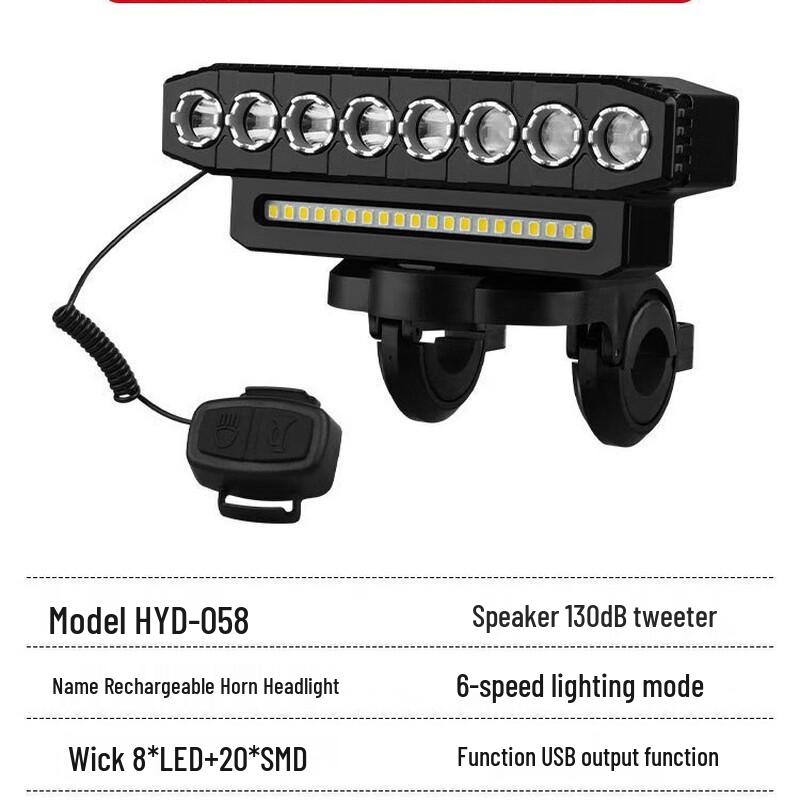 Multifunctional High-Brightness LED Bike Headlight 138*40*51
Multifunctional High-Brightness LED Bike Headlight 138*40*51