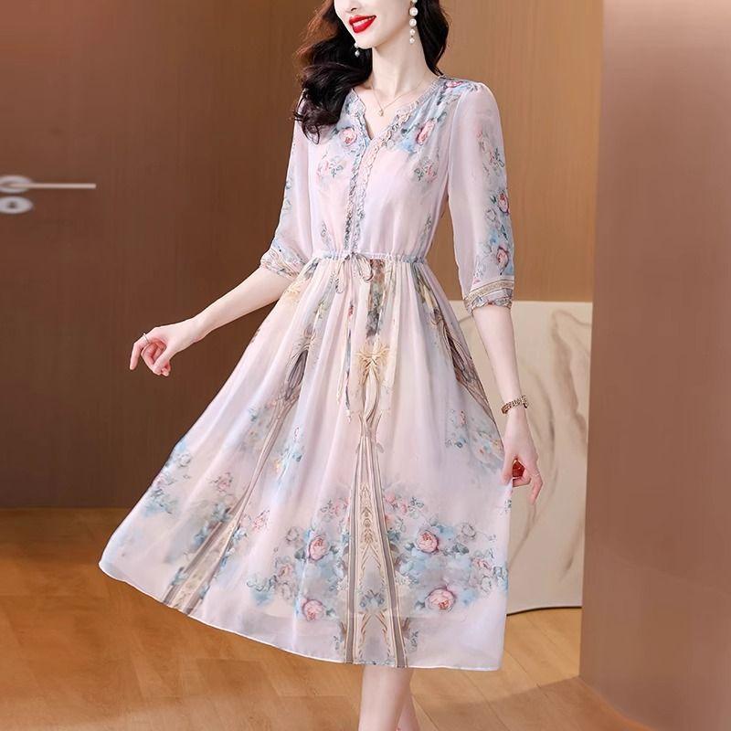 High end V-neck dress with summer waist and elegant plus size temperament long skirt M
High end V-neck dress with summer waist and elegant plus size temperament long skirt M