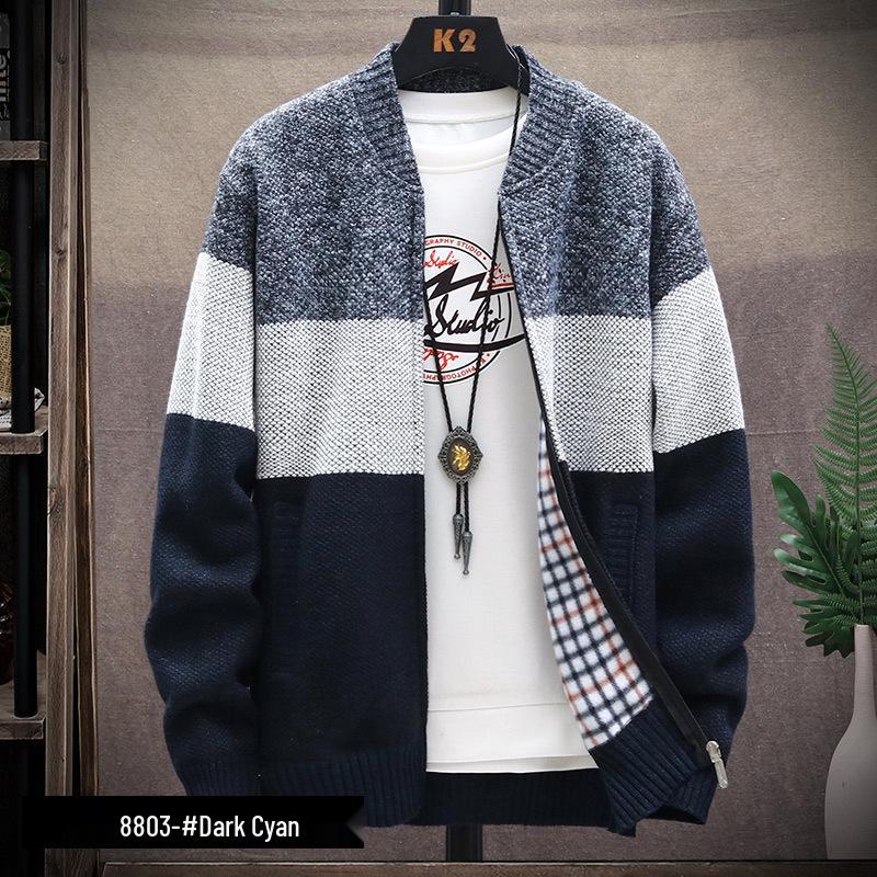 Men s Fleece-Lined Crew Neck Zipper Sweater: Autumn/Winter Loose Fit Knit Cardigan XXXL темно-синього кольору
Men s Fleece-Lined Crew Neck Zipper Sweater: Autumn/Winter Loose Fit Knit Cardigan XXXL темно-синього кольору