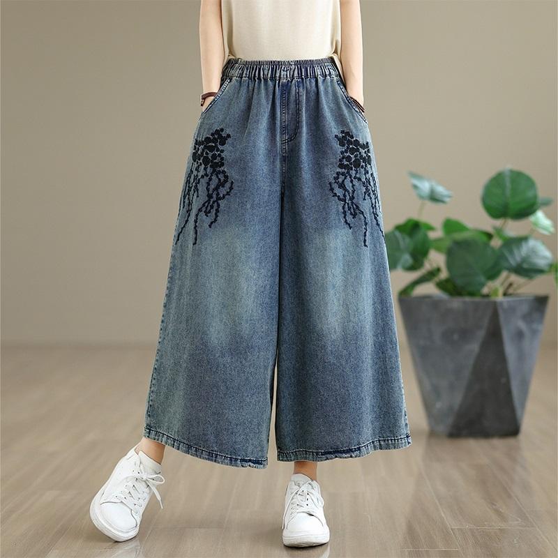 plus size thin Vintage embroidery floral high waist casual loose Women summer jeans denim wide leg Pants
plus size thin Vintage embroidery floral high waist casual loose Women summer jeans denim wide leg Pants