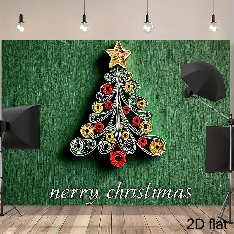 2D Quilling Art Christmas Backdrop, Paper Craft Christmas Tree with Merry Christmas Background Cloth 47.2x31.5inch/120*80cm
2D Quilling Art Christmas Backdrop, Paper Craft Christmas Tree with Merry Christmas Background Cloth 47.2x31.5inch/120*80cm