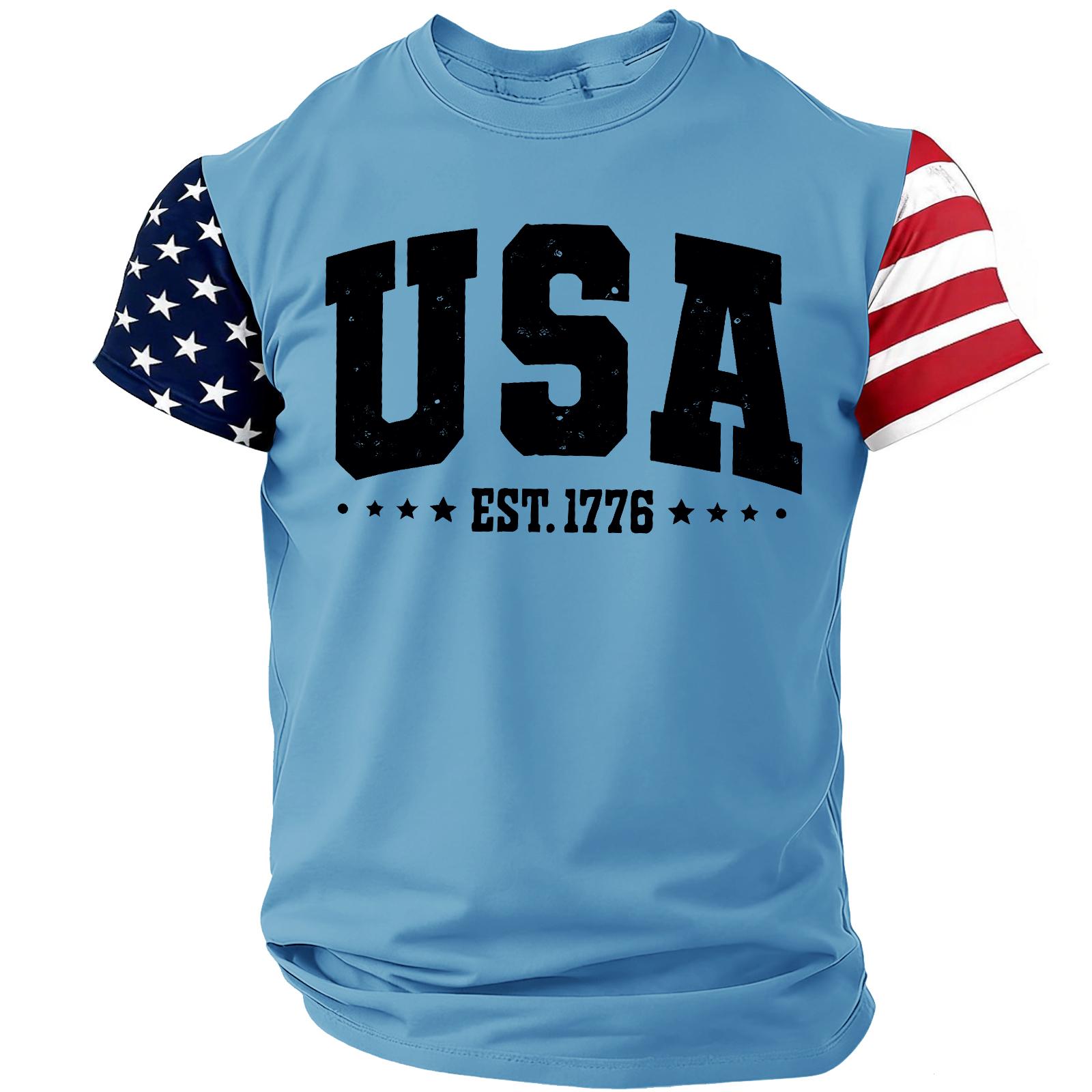 USA EST 1776 Printed Short Sleeve Crewneck T Shirt with Flag Pattern Casual Fit Top S
USA EST 1776 Printed Short Sleeve Crewneck T Shirt with Flag Pattern Casual Fit Top S
