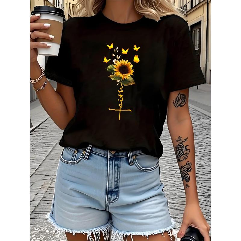 Women Floral Creative Print T-Shirt 100% Pure Soft Casual Elegant Trendy Festival Essential Short Sleeve Top 4XL чорний
Women Floral Creative Print T-Shirt 100% Pure Soft Casual Elegant Trendy Festival Essential Short Sleeve Top 4XL чорний