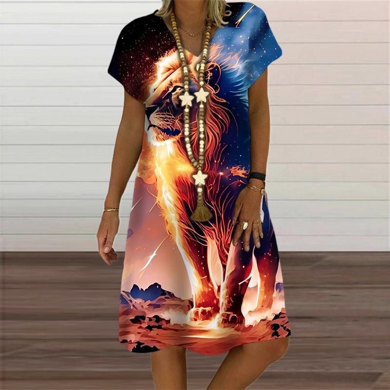 Animal Graphic 3D Printed Short Sleeve Dress Women Lion Casual V-Neck Harajuku Funny Street Oversized Dress 2023 Female Clothing 6XL
Animal Graphic 3D Printed Short Sleeve Dress Women Lion Casual V-Neck Harajuku Funny Street Oversized Dress 2023 Female Clothing 6XL