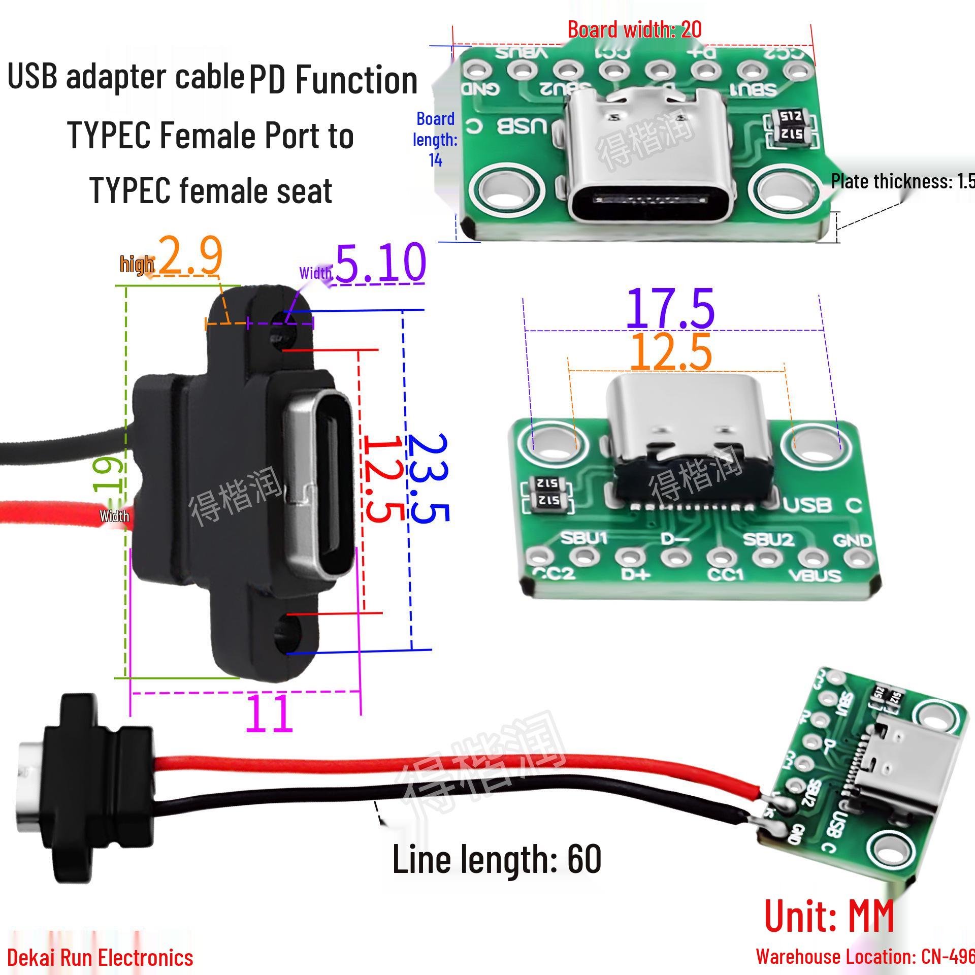 USB-C Female to Female PD Adapter Cable
USB-C Female to Female PD Adapter Cable