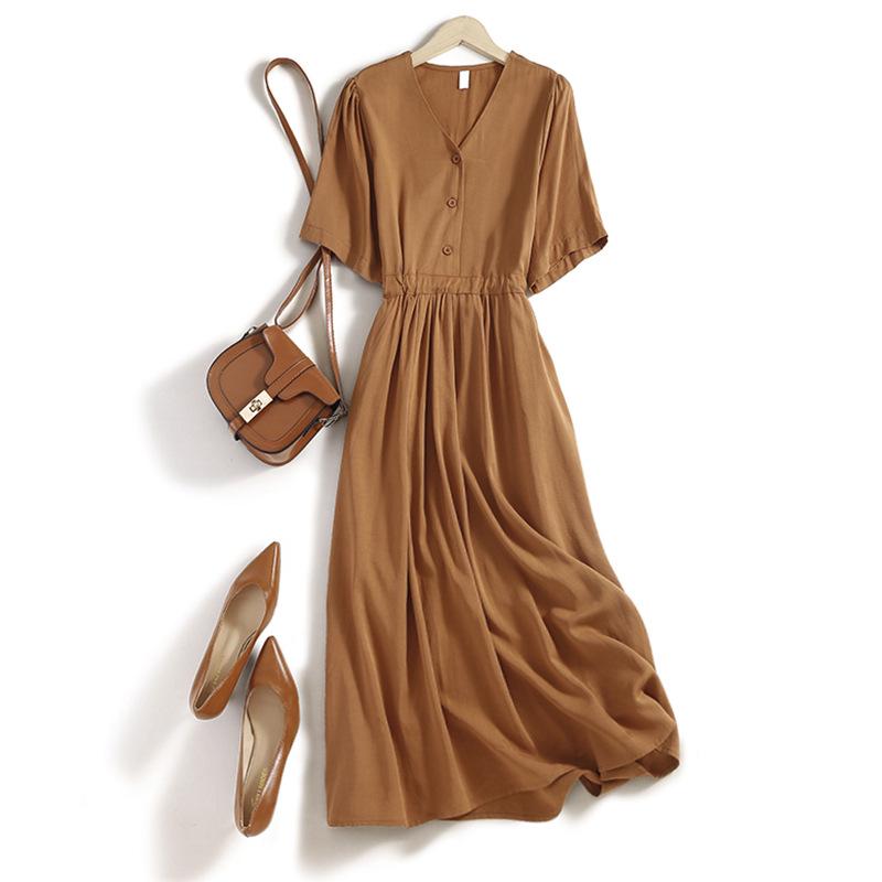 Japanese Style Tencel Waist-Tie Dress: Summer Slimming Short Sleeve Mid-Length Dress for Women Large рожевий
Japanese Style Tencel Waist-Tie Dress: Summer Slimming Short Sleeve Mid-Length Dress for Women Large рожевий