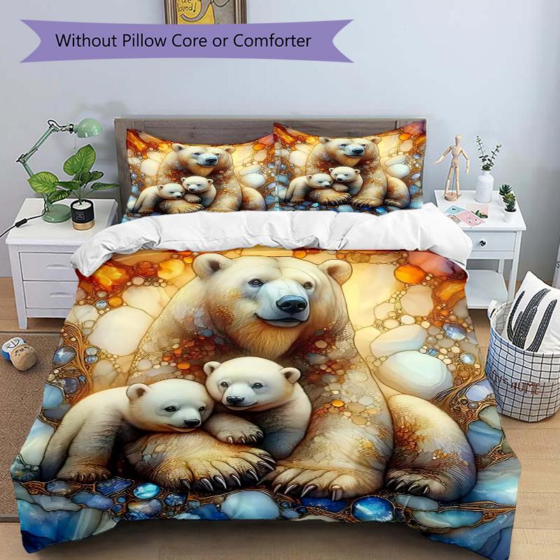 3pcs Polar Bear Family Art Print - Includes One Quilt Cover and Two Pillowcases (No Core) - Anime Cartoon Design for Bedding Set, Home Decor, Holiday 135x200cm
3pcs Polar Bear Family Art Print - Includes One Quilt Cover and Two Pillowcases (No Core) - Anime Cartoon Design for Bedding Set, Home Decor, Holiday 135x200cm