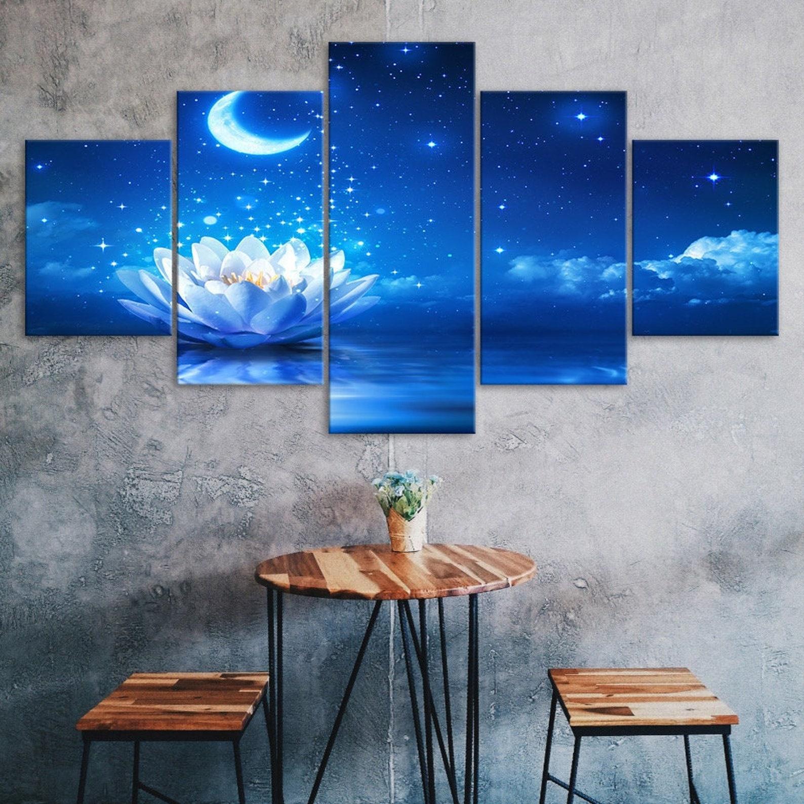 White Lotus Water Lily Flower Moonlight Night Scenery 5 Piece Five Panel Canvas Print Modern Wall Art Poster Home Decor Gift For Him For Her 20X35 20X45 20X55CM
White Lotus Water Lily Flower Moonlight Night Scenery 5 Piece Five Panel Canvas Print Modern Wall Art Poster Home Decor Gift For Him For Her 20X35 20X45 20X55CM