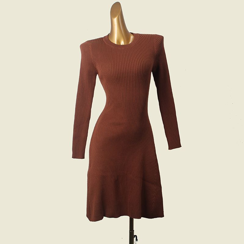 High Quality Sunken Stripe Long sleeve A- line Skirt Autumn and Winter Inner wear Solid round Neck Artistic Knitted Slim dress Brown M
High Quality Sunken Stripe Long sleeve A- line Skirt Autumn and Winter Inner wear Solid round Neck Artistic Knitted Slim dress Brown M