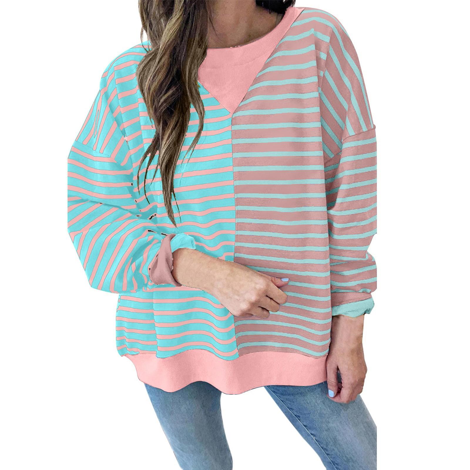 Женская свободная повседневная модная полосатая цветная свободная толстовка с длинными рукавами XL небесно-голубой
Женская свободная повседневная модная полосатая цветная свободная толстовка с длинными рукавами XL небесно-голубой