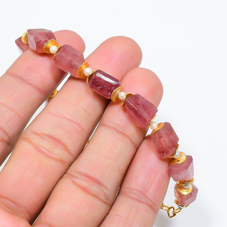 Strawberry Quartz Gemstone 925 Sterling Silver Jewelry Bracelet 7-8 GK-6326
Strawberry Quartz Gemstone 925 Sterling Silver Jewelry Bracelet 7-8 GK-6326