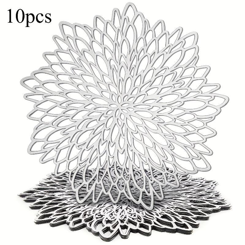 10pcs Elegant Golden & Silvery Placemats Suitable for - Luxury Round Table S with Golden Leaf & Vine Design, Durable PP Plastic Table Protectors 10pcs
10pcs Elegant Golden & Silvery Placemats Suitable for - Luxury Round Table S with Golden Leaf & Vine Design, Durable PP Plastic Table Protectors 10pcs
