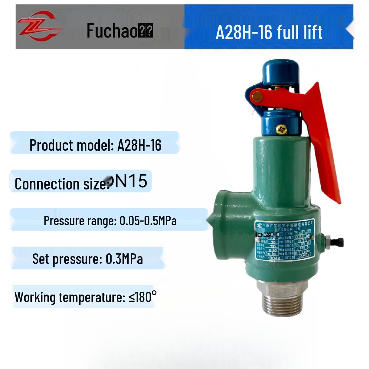 Fuchao A28H-16 Spring-Loaded Full Lift Pressure Relief Valve for Compressors and Boilers
Fuchao A28H-16 Spring-Loaded Full Lift Pressure Relief Valve for Compressors and Boilers