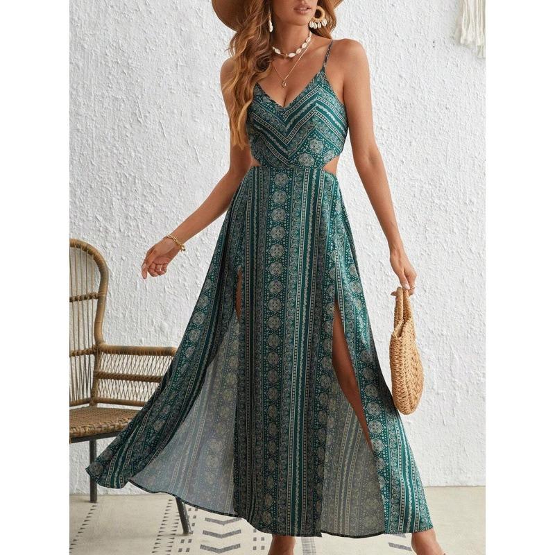 Women Boho Print Cami Maxi Dress With Waist Cutout And Side Slit XS
Women Boho Print Cami Maxi Dress With Waist Cutout And Side Slit XS
