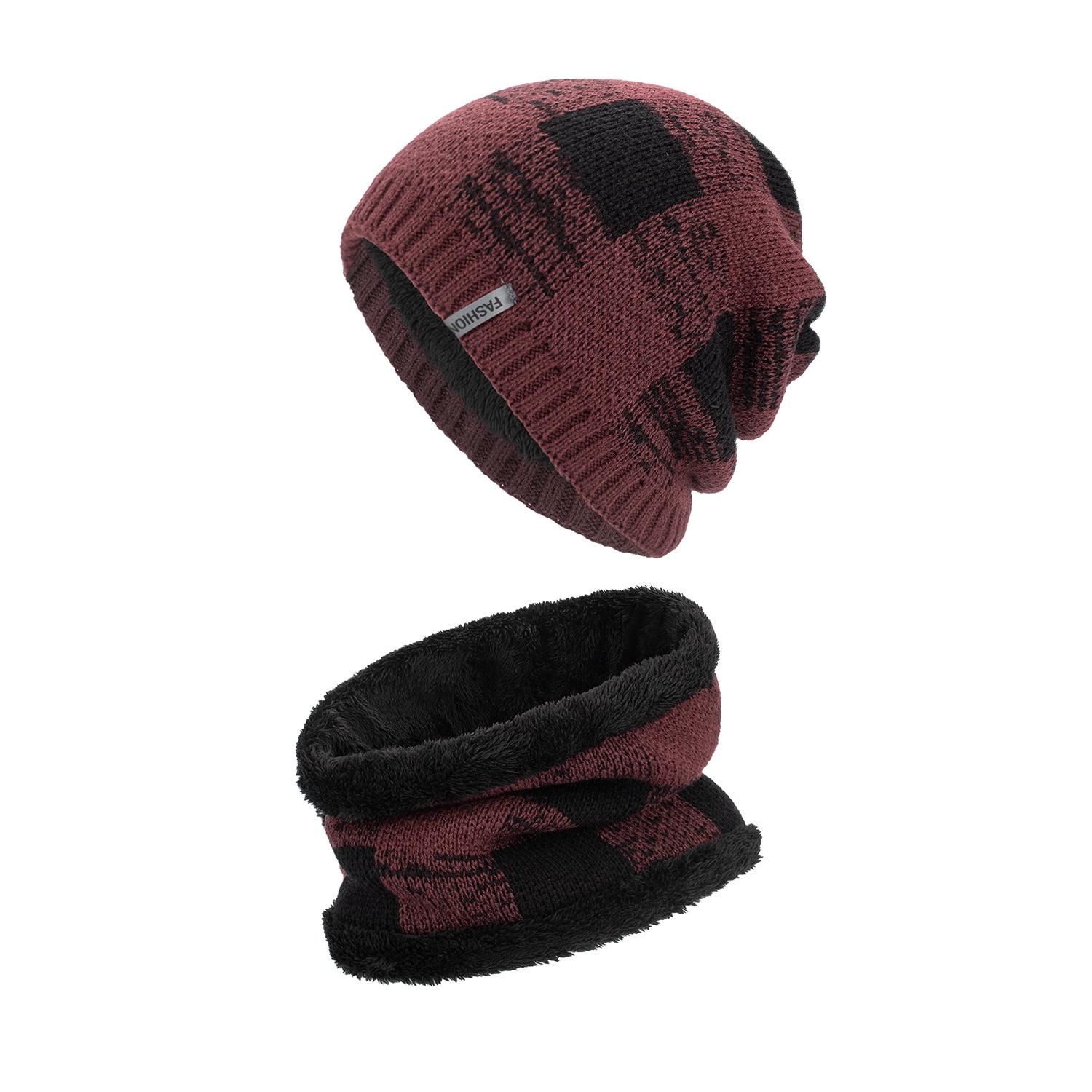 Autumn and winter new plaid warm knitted winter hat pullover hat scarf set бордовий
Autumn and winter new plaid warm knitted winter hat pullover hat scarf set бордовий