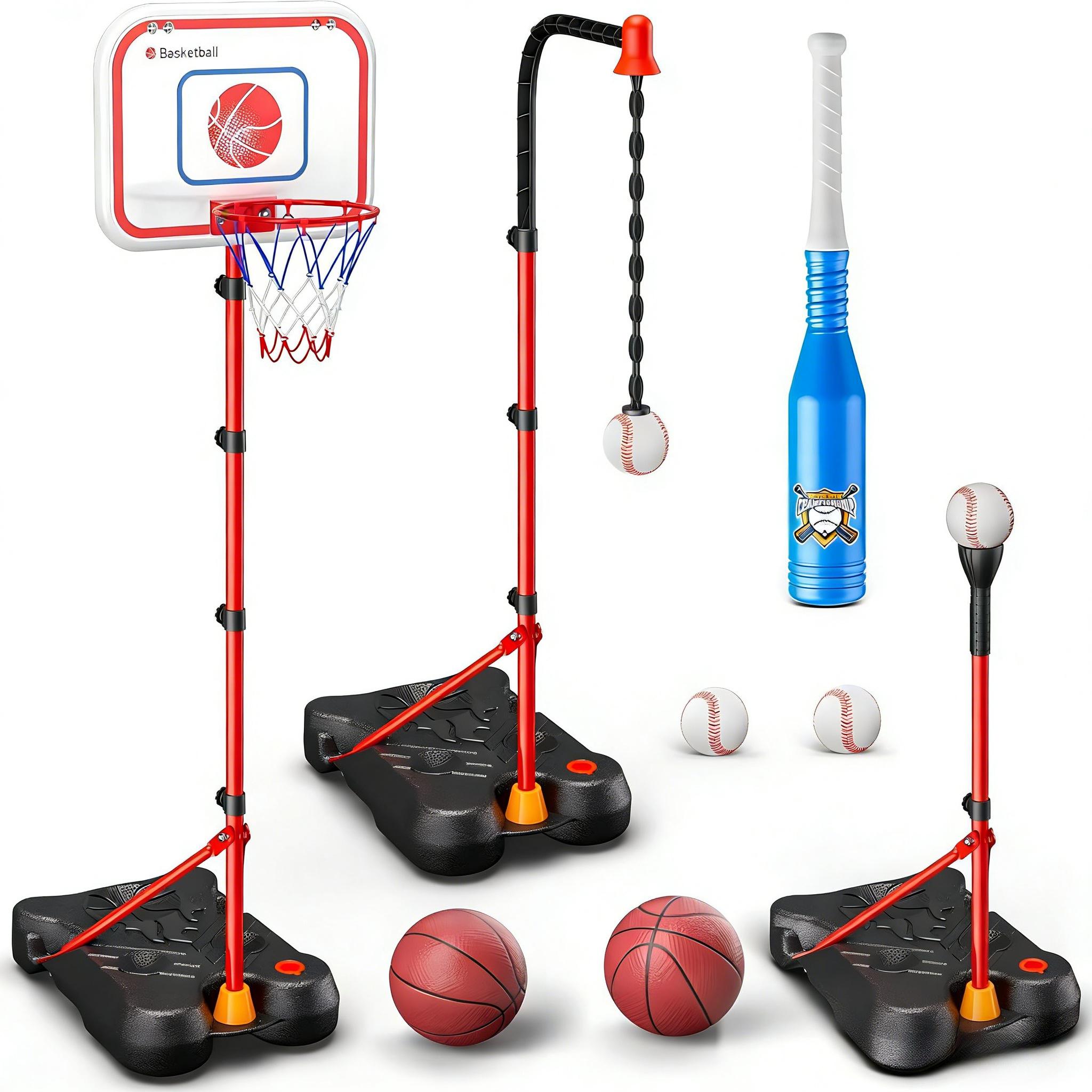 Kids 3-In-1 Basketball Hoop And T Ball Set Adjustable Toddler Basketball Hoop Hanging Tee Ball Outdoor Birthday Sport Toys
Kids 3-In-1 Basketball Hoop And T Ball Set Adjustable Toddler Basketball Hoop Hanging Tee Ball Outdoor Birthday Sport Toys
